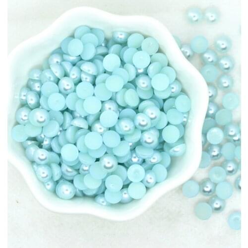 2/3/4/5/6/8/10/12mm Light Blue Flatback Imitation Pearls Garment Nail Art Decoration Beads Cabochon DIY Jewelry Making Supplies