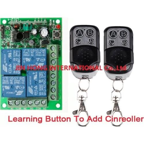 2016 new RF Wireless Garage Door Remote Control 12V 4CH 2 Transmitter & 1Receiver 315mhz 433.92mhz RF TX RX With CE certificater