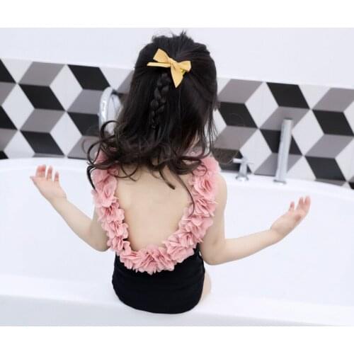 2019 Sexy Flower Backless Swimsuit Girls One Piece Swimsuits Kids Towel Onesies Outfits Summer High Waist Swimwear Women Bathing