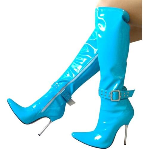 4.72in High Height Sex Boots Party Boots Stiletto Heel Pointed Toe Knee-High Boots US Size 6-13 No.1205
