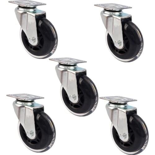 5 Pcs/Lot Caster Manufacturer Recommends High Quality 3-inch Pu Universal Polyurethane Transparent Furniture Office