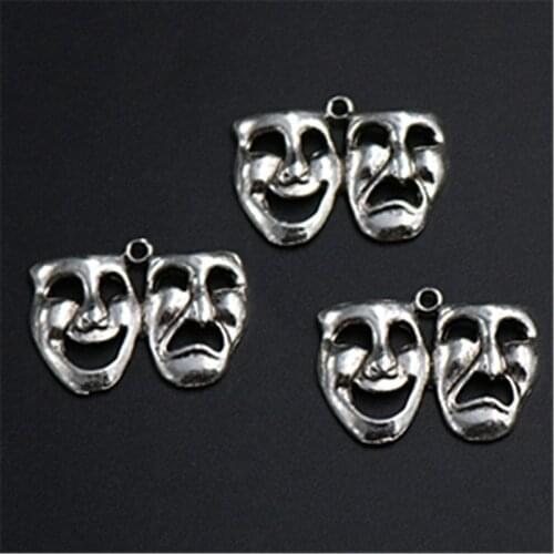 8pcs Silver Color creative crying& smile expression charm alloy pendants hip hop necklace bracelet DIY metal jewelry findings