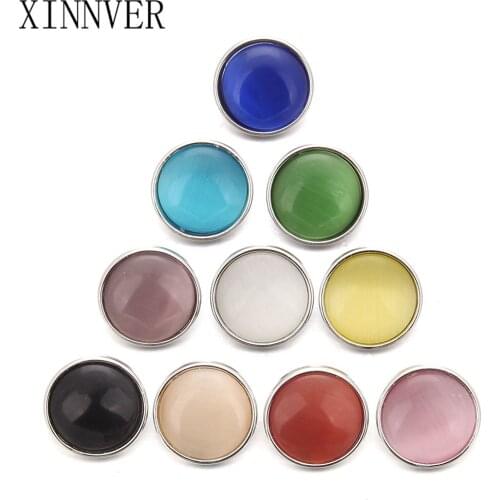 10pcs/lot Hot Sale Mixed Colors 18mm Snap Button Bracelet & Bangles Charm Cats Eye Stone Snap Bracelet For Women Snap Jewelry