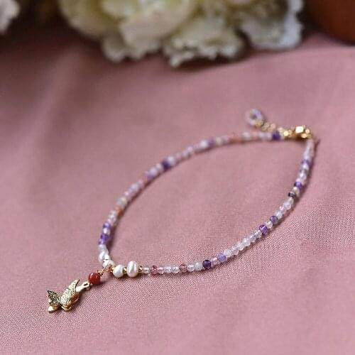 Summer Bohemia Style Natural Pearl Faceted Quartz Super Seven Bead Foot Chain Butterfly Pendant Anklet Women Beach Yoga Jewelry