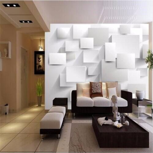 CJSIR Embossed Cubic Abstract 3D Photo Wallpaper Large Murals for Living Room Custom White Brick Wall Paper TV Background Decor