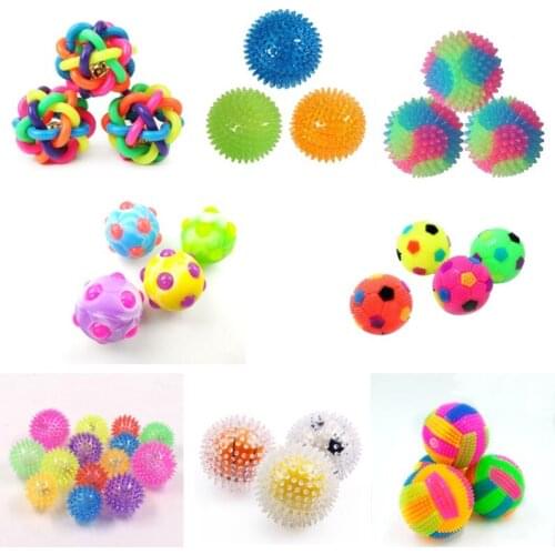 Pet Dog Ball Toys Rubber Squeaky Luminous Dog Chewing Playing Elastic Ball Toy Puppy Pet Supplies