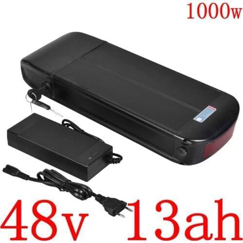 48V 500W 750W 1000W Ebike Battery 48V 13AH Electric Bike 48V 10AH 12AH 13AAH lithium Battery With 2A Charger+Layer Luggage Rack