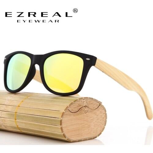EZREAL Men Bamboo Sunglasses wooden Women imitation Wood Sunglasses Female Brand designer Mirror Sun Glasses Oculos de sol