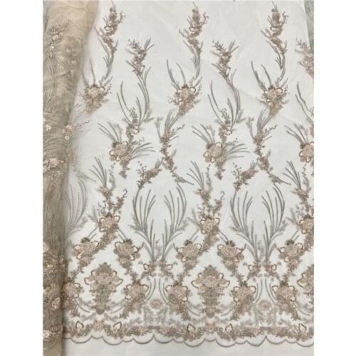 Good selling nigerian tulle lace materials african beaded lace fabric J-1096816 for nice dress