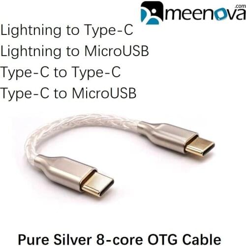 Lightning to Type-C DAC OTG Cable, 8 Core Single Crystal Copper, Pure Silver Cord, USB C to MicroUSB Pure Silver Cord for iPhone