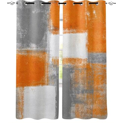Oil Painting Abstract Geometric Orange Curtains for Kids Boys Girls Room Living Room Window Drapes Curtain Window Treatments