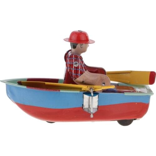 Classic Rowing Boat Tin Toy Collectible Clockwork Wind Up Toys Kids Gifts #B