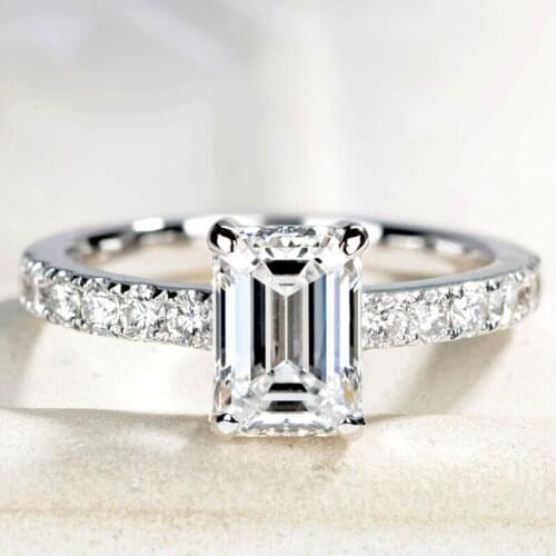Unique Rectangle Diamond Rings for Women S925 Sterling Silver Luxury Wedding Engagement Elegant Party Perfect Gift Girlfriend