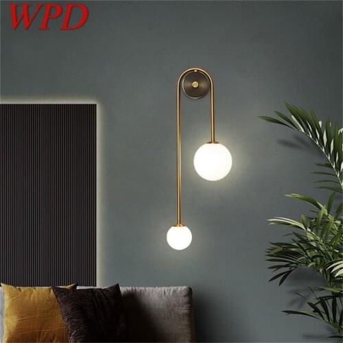 WPD Brass Wall Lamp Contemporary Gold Sconces Simple LED Indoor Light For Home Living Room