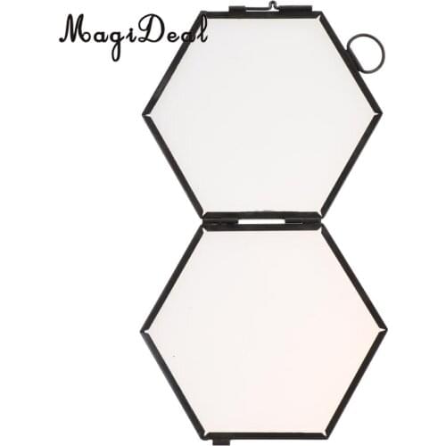 MagiDeal Vintage Hexagon Metal & Glass Picture Photo Frame Hanging Frame black/Gold Home Decor Gift