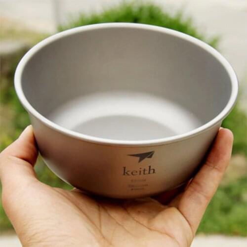 550ml Bowl Outdoor Travel Portable Titanium Bowl Single Layer Camping Hiking Picnic Tableware Lunch Box Salad Bowl Ti5321