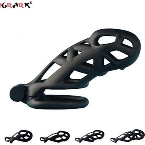 Male Chastity Cage Lightweight Custom Curved Cobra Sissy Boy Cobra Penis Lock Device Kit with 4 Rings Virginity Device