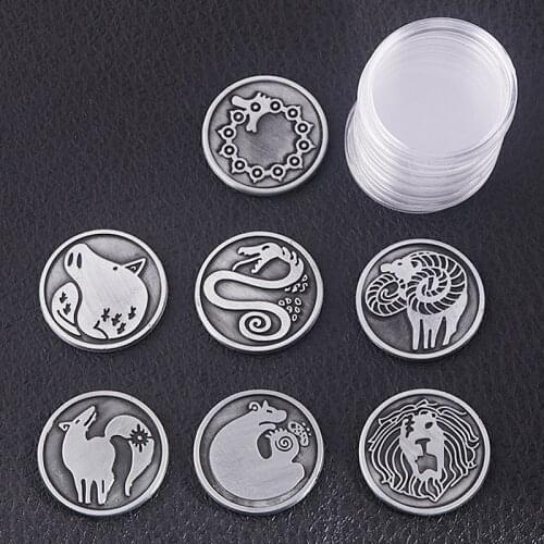 Anime The Seven Deadly Sins Tattoos Coin Keychain With Box Nanatsu no Taizai Round Animal Badge Souvenir Keyring Men Jewelry