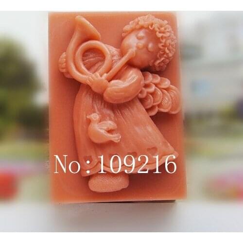 Wholesale!!!1pcs Angel Trumpeter No:1(zx1536) Silicone Handmade Soap Mold Crafts DIY Mold