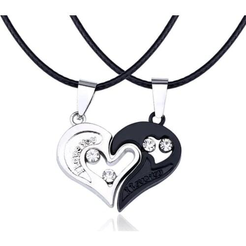 2020 Fashion Couple Necklace I Love You Heart-shaped Pendant Choker For Women Gift Accessories 1 Pair Jewelry Gift