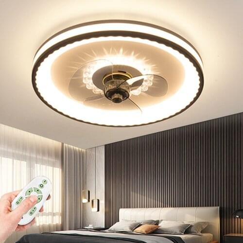 Ceiling Fan with LED Lighting Chandelier Contemporary Creative Remote Control Lamps Mute Invisible Dimmable Timing Function 36W