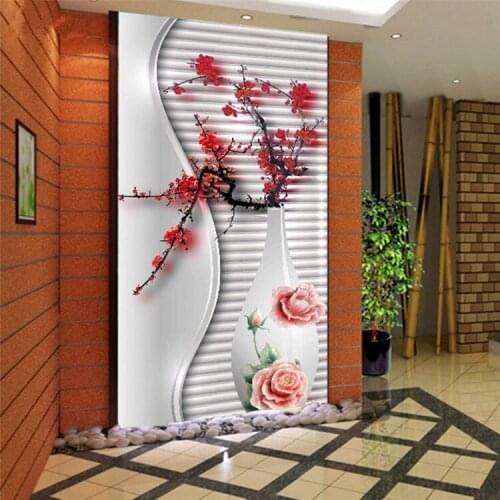 Simple 3D three-dimensional flower vertical corridor aisle wallpaper mural porch wallpaper living room TV background wall custom
