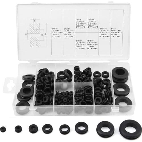 180 Pcs Rubber Grommet Wire Ring Electrical Gasket Washer Seal Assortment Helicoil Thread Repair Stainless Steel Wire Insert