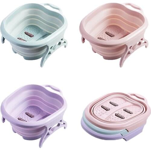 Roller Folding Foot Tub Portable Bath Foam Basin Home 19.69*16.14*7.87in Travel Wash Basin