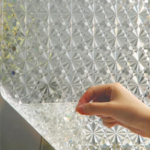 Self Adhesive Static Cling Decorative Films 3D Privacy Frosted Window Film Imitation Diamond Laser Effect Stained Glass Sticker