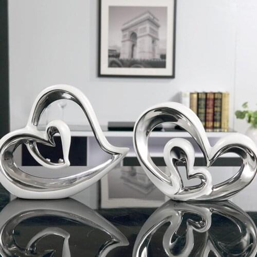 Modern Ceramic heart shaped Home Furnishing Articles Porcelain Crafts Figurines & Miniatures home decoration accessories