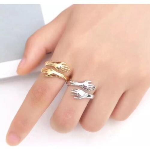 European and American Hot New Hip Hop Love Hug Ring Retro Simple Open Adjustable Fashion Ring Party Jewelry Gifts