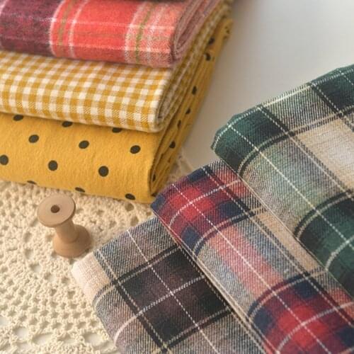 145x50cm High quality cotton twill new cloth sanding soft fabric yarn dyed Christmas snow Plaid spots Shirt cloth