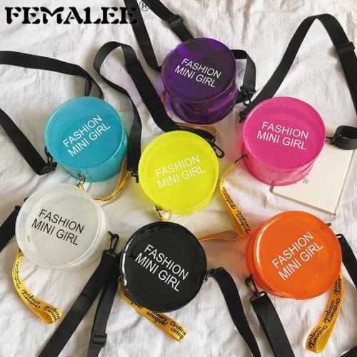 Women 2019 Korean Fashion Crossbody Bags Transparent PVC Small Round Phone Purse Clear Chain Messenger Shoulder Bags