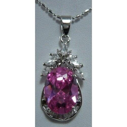 Ladys noblest pinkcrystal+ inlay crystal pendant necklace
