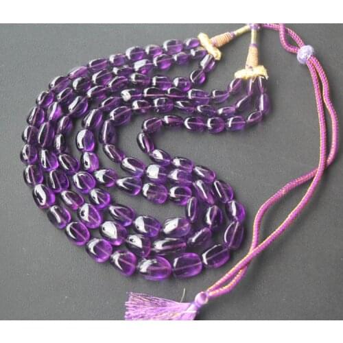 10pcs natural amethyst smooth-faced beads 15.6-14.0 Inches