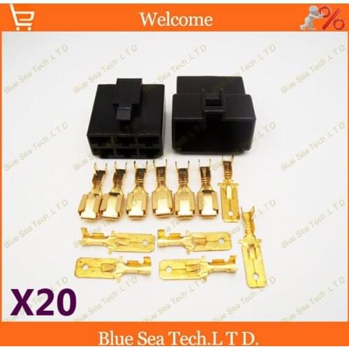 20 sets 6.3mm 6 Way/pin Electrical Connector Kits Male&Female sets for E-Bike,Motorcycle,Motorbike,car etc.Black color