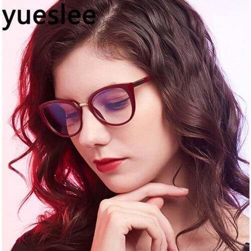 46953 Plastic Titanium Cat Eye Glasses Frame Men Women Optical Fashion Anti Blue Computer Eyeglasses