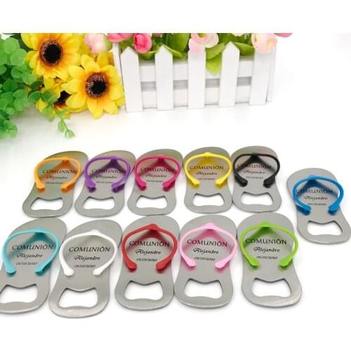 【KATEROSE】Silk Screen Printing LOGO Mix Color Flip Flop Bottle Opener in Yarn Bag Personalized Wedding Favors X 80pcs