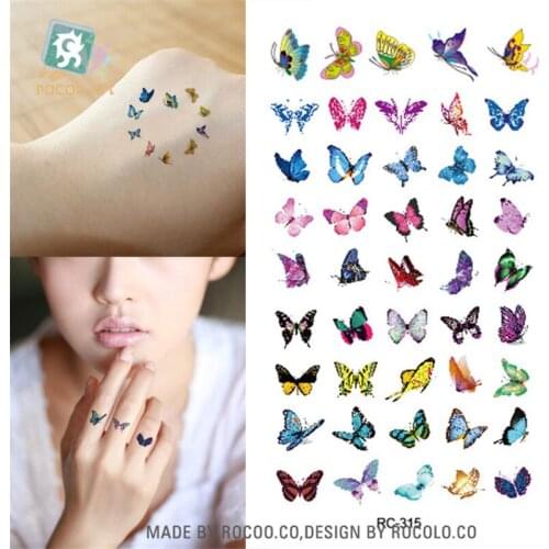 Body Art waterproof temporary tattoos for women 3D Beautiful butterfly design small arm tattoo sticker wholesales RC2315