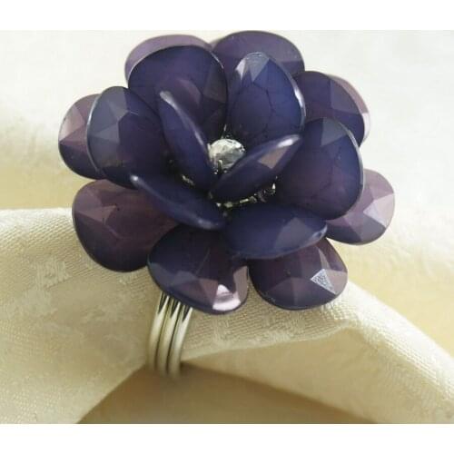 Black acrylic handmade flower napkin ring ,wedding decoration napkin holder