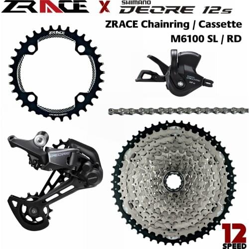 DEORE 12 SL-M6100-12-R + RD-M6100-12-SGS + ZRACE Cassette + ZRACE Chainring Chain. 1x12 speed 5kit Groupset
