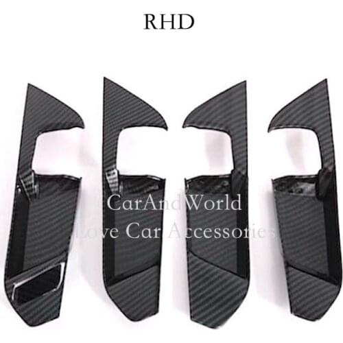 For Toyota RAV4 LHD&RHD 2019 2020 Interior Door Bowl Cover Door Handle Frame Panel Trims Carbon Fibre Car-Styling Accessories