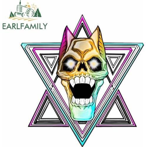 EARLFAMILY 13cm x 11.9cm For Neon Queen Skull Funny Car Stickers Creative DIY Decal ATV Air Conditioner Waterproof Car Styling