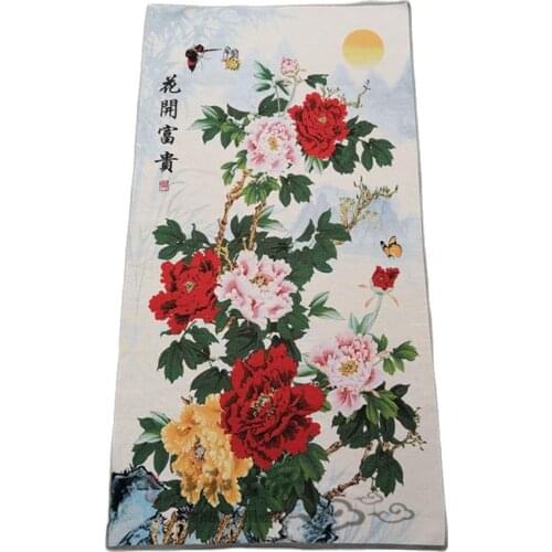 Chinese style sofa background wall decoration, flowers blooming, rich and noble hanging pictures