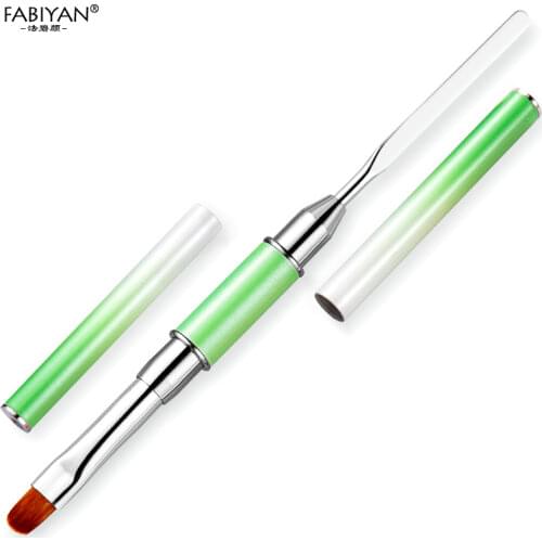 French Pen Spatula Stick Painting Drawing Dual-end Nail Art Brush Metal Gradient Flat Mixing Foundation Liner Round Makeup Tools