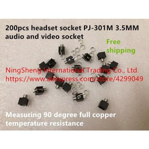 New original 100% headset socket PJ-301M 3.5MM audio and video socket measuring 90 degree full copper temperature resistance