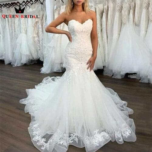 Custom Made Wedding Dress Sexy Mermaid Sweetheart Lace Appliques Formal Bride Dresses KW19