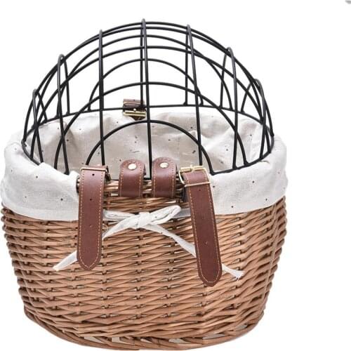 Dog Bicycle Basket Woven Bike Basket Front Handlebar Wicker Bicycle Basket Small For PetCarrier Adult Boys Girls Bike Woven