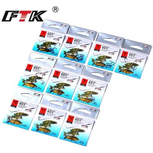 FTK 10pcs/Lot Fish Hook F-002 3#-12# Ringed Loger Sharp Barded High Carbon Steel Jig Carp Feeder