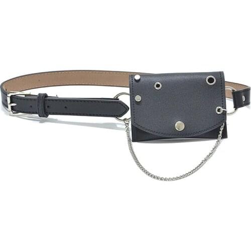 8PCS / LOT Small Wallet Leather Waist Belt Bag Womens Chain Chest Bag Fashion Multicolor Thin Belt Waist Pack for coins